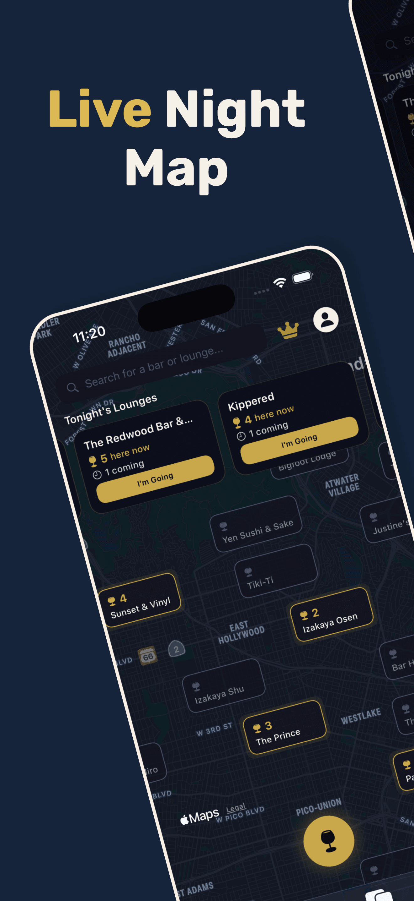 CocktailConnect app map screenshot